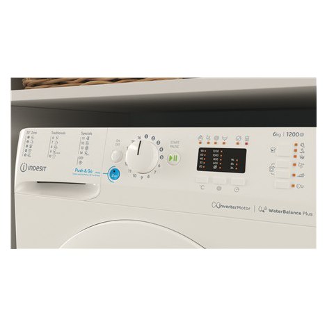INDESIT | BWSA 61294 W EU N | Washing machine | Energy efficiency class C | Front loading | Washing capacity 6 kg | 1151 RPM | D - 3